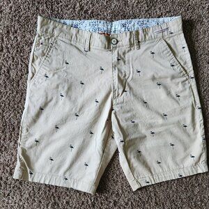 Men's Khaki Print Flamingo Shorts